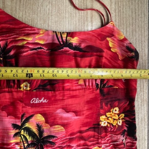 ROYAL CREATIONS MADE IN HAWAII LONG MUU MU'U MAXI ALOHA HAWAIIAN DRESS RED SUN M - Picture 15 of 16